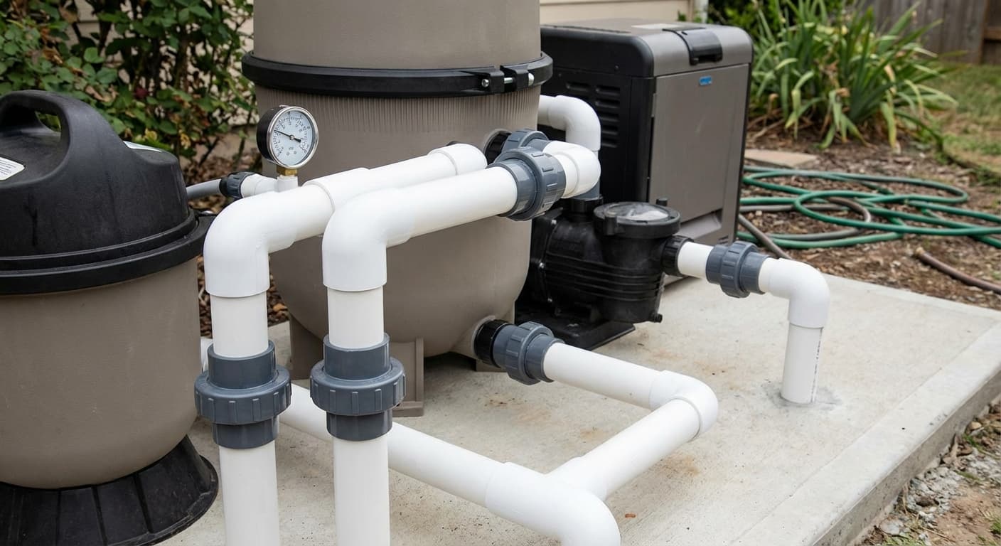 Pool fitting replacement - finished sealed plumbing connection with no leaks