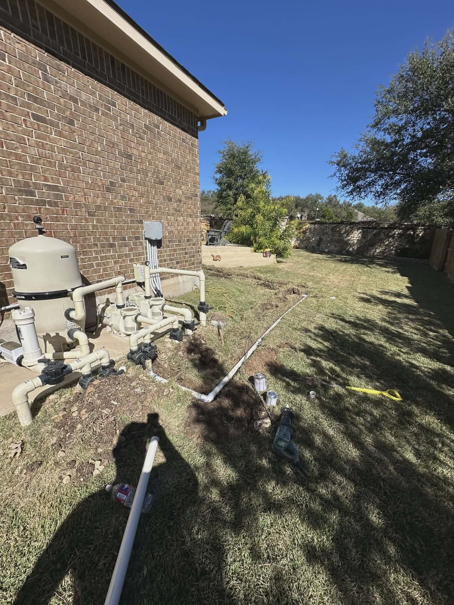 Pool line installation - new plumbing connections