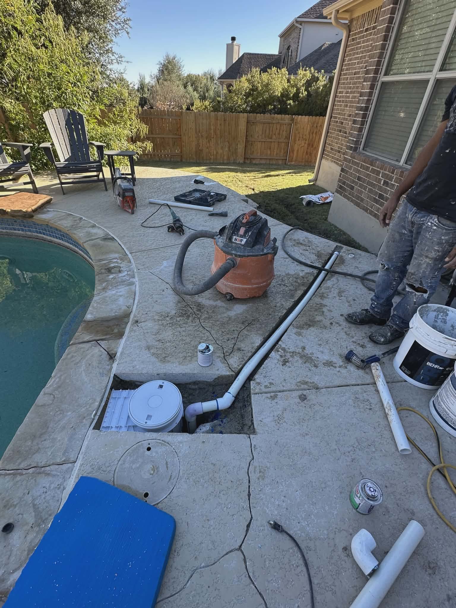 Pool line installation - pressure testing setup