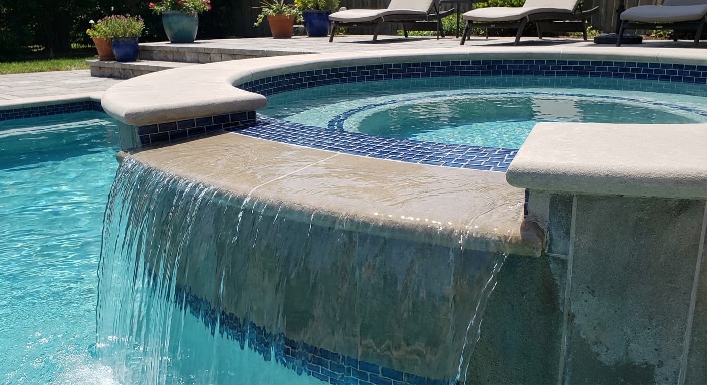 Spa spillway repair - finished spillover with smooth water sheet